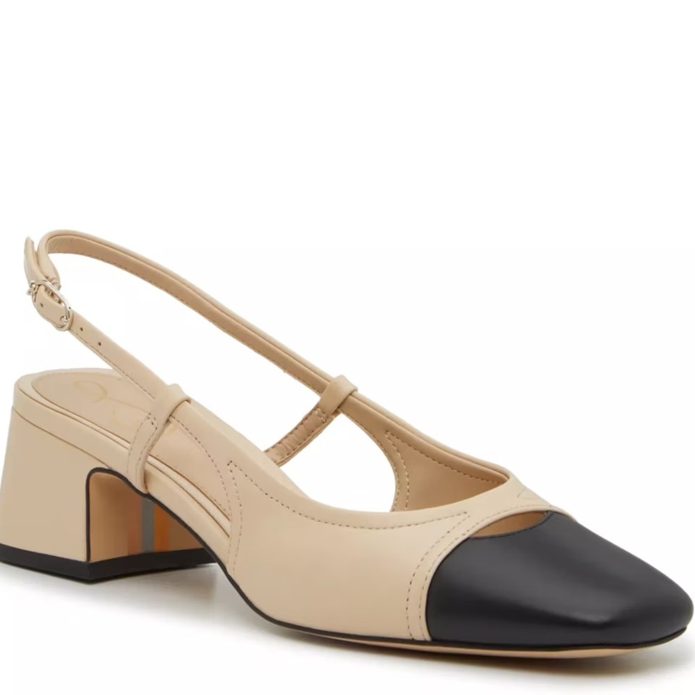 Sam Edelman Tarra Cream and Black Slingback Heels